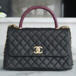 샤넬 (팬더) 코코 핸들 대형 블랙 소가죽