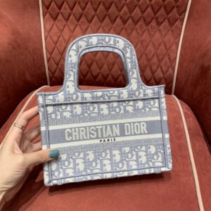 디올 (OC) 미니 북 토트 토트백 Mini 캔버스 자수 블루 5474