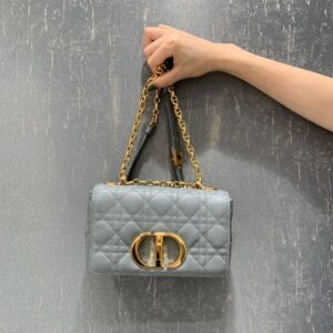 디올 (OC) 카로 백 토트백 미디움 가죽 퀼팅 그레이 9241