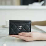 샤넬 (팬더) 클래식 플랩 카드 지갑 블랙 실버