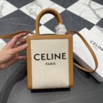 셀린느 (블랙프라임) 미니 카바스 팬텀 토트백 Mini 레더 로고 프린트 블랙/캐러멜 193302