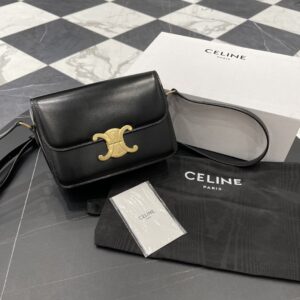 셀린느 (블랙프라임) 트리옴프 미디움 숄더백 미디움 가죽 골드 하드웨어 블랙 188423