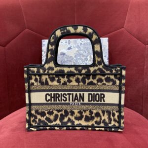 디올 (OC) 미니 북 토트 토트백 Mini 캔버스 호피 자수 베이지 5475