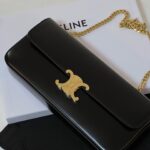 셀린느 (블랙프라임) 블랙 롱 체인 어깨백 골드 레더 골드 체인 블랙 197412