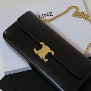 셀린느 (블랙프라임) 블랙 롱 체인 어깨백 골드 레더 골드 체인 블랙 197412