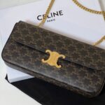 셀린느 (블랙프라임) 블랙프라임 긴 체인 어깨백 레더 로고 패턴 브라운 197412