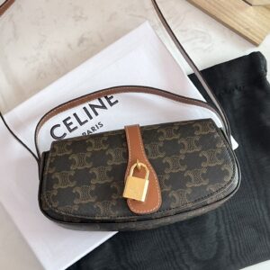 셀린느 (블랙프라임) 타부 클러치 미니 Mini 가죽 로고 프린트 브라운 0I593