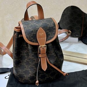 셀린느 (블랙프라임) 셀린느 로고 더블 백팩 캔버스 로고 패턴 브라운 197662