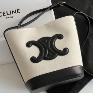 셀린느 (블랙프라임) Celine 물통 캔버스, 레더 로고 크림, 블랙 198242