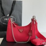 프라다 (블랙프라임) 호보 백 레더 체인 스트랩 레드 BH204