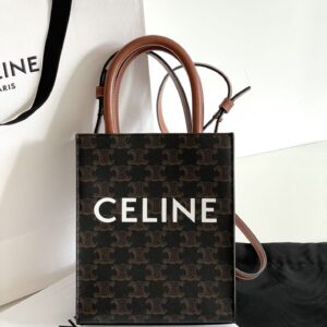 셀린느 (블랙프라임) 블랙프라임 화이트 로고 미니 토트백 Mini 레더 화이트 로고 브라운 194372