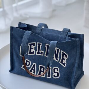 셀린느 (블랙프라임) 셀린느 데님 토트백 데님 로고 프린트 네이비