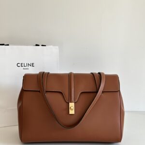 셀린느 (블랙프라임) 소프트 16 토트백 대형 레더 블랙프라임 브라운 194043