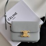 셀린느 (블랙프라임) 트리옴프 미디움 크로스백 미디움 레더 트리옴프 로고 그레이 188423