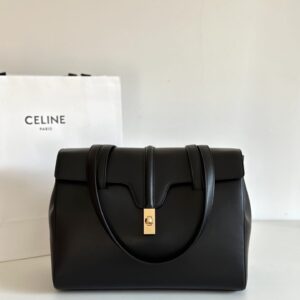 셀린느 (블랙프라임) 소프트 16 중형 가방 레더 블랙 195543