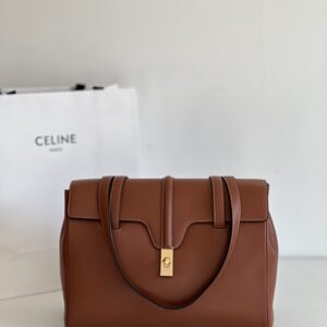 셀린느 (블랙프라임) 소프트 16 토트백 중형 소가죽 블랙프라임 브라운 195543