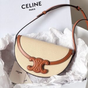 셀린느 (블랙프라임) 트리옴프 백 크로스백 레더 반달형 아이보리 111233