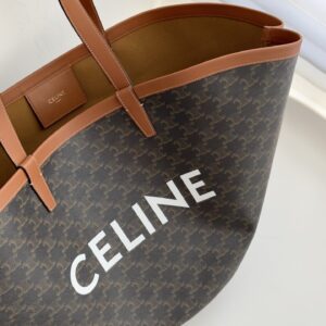 셀린느 (블랙프라임) 카바스 팬텀 토트백 대형 캔버스 로고 프린트 화이트 196262