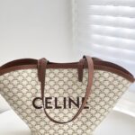 셀린느 (블랙프라임) 카바스 팬텀 토트백 대형 캔버스 로고 패턴 화이트 196262