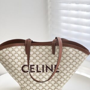 셀린느 (블랙프라임) 카바스 팬텀 토트백 대형 캔버스 로고 패턴 화이트 196262