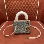 디올 (OC) 레디 디올 토트백 초미니 가죽 자수, 멀티컬러, 진주 핑크 8891