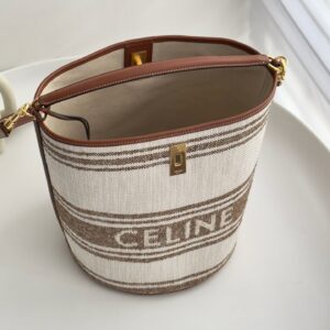 셀린느 (블랙프라임) 버킷백 캔버스 CELINE 로고 아이보리 195573