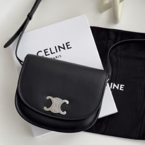 셀린느 (블랙프라임) 트리옴프 백 크로스백 레더 실버 로고 블랙 114453