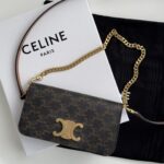 셀린느 (블랙프라임) 멀티포셋트 체인 숄더백 레더 체인 브라운 0L972