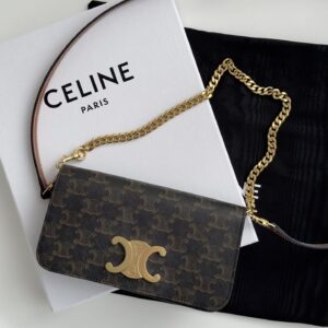 셀린느 (블랙프라임) 멀티포셋트 체인 숄더백 레더 체인 브라운 0L972