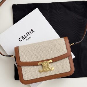 셀린느 (블랙프라임) 트리옴프 숄더백 레더 트리옴프 아이보리 브라운 188882