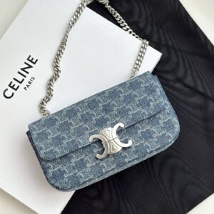 셀린느 (블랙프라임) 24 체인 숄더백 레더 블랙프라임 블루 197993