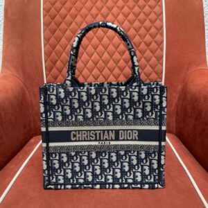 디올 (OC) 북 토트 미디움 토트백 미디움 캔버스 로고 패턴 네이비 1265