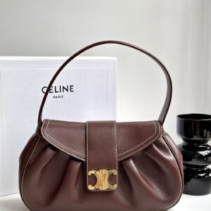 셀린느 (블랙프라임) 폴리 클러치 레더 금장 브라운 115633