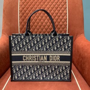 디올 (OC) 디올 북 토트 미디움 클래식 자수 캔버스 백 토트백 미디움 캔버스 자수 네이비 1324