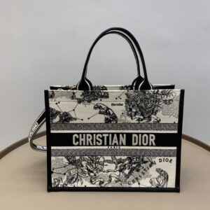 디올 (OC) 북 토트 미디움 토트백 미디움 캔버스 자수 화이트 1324