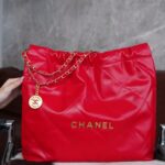 샤넬 (팬더) 23B 중형 중국 레드 캐비어 가죽 백