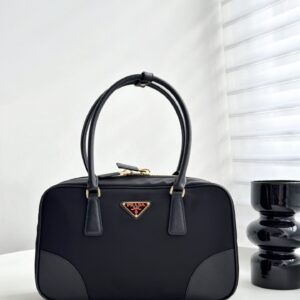 프라다 (블랙프라임) 볼링백 토트백 나일론, 가죽 블랙 BB115