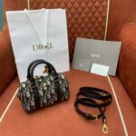 디올 (OC) 디올 그루브 16 미니 미니백 Mini 캔버스 오블리크 패턴 블루 2348