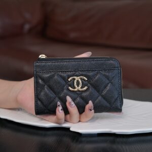 샤넬 (팬더) 24s 라인 지퍼형 로고 카드 지갑 블랙