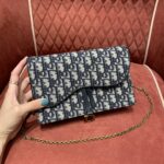 디올 (OC) 새들 오블리크 핸드백 고야딘 캔버스 오블리크 패턴 네이비 5620