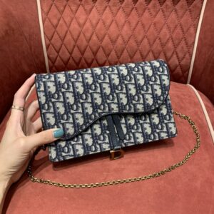 디올 (OC) 새들 오블리크 핸드백 고야딘 캔버스 오블리크 패턴 네이비 5620