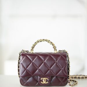 샤넬 (팬더) 24b 플랩 미니 숄더백 와인