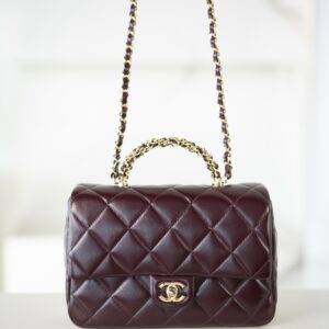 샤넬 (팬더) 24b 플랩 숄더백 와인 대형