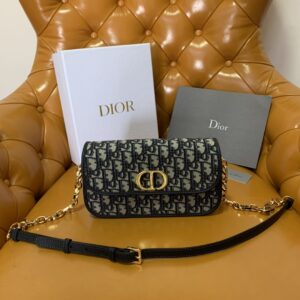 디올 (OC) 몽타뉴 30 아베뉴 체인백 고야딘 캔버스 오블리크 프린트 블루 9260