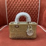 디올 (OC) 레이디 D-조이 미니 자수 진주 백 토트백 초미니 레더 진주 장식 골드 0910
