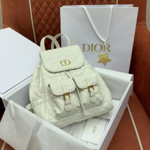 디올 (OC) 카로 미디움 백팩 미디움 양가죽 퀼팅 화이트 6301