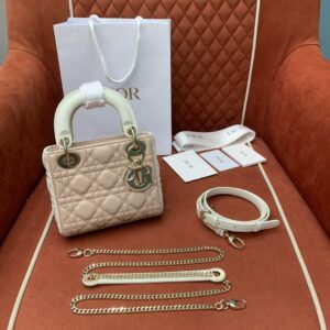 디올 (OC) 레디 디올 토트백 Mini 가죽 퀼팅 핑크 아이보리 4456