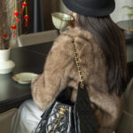 샤넬 (팬더) 대여주름 퀼팅 블랙