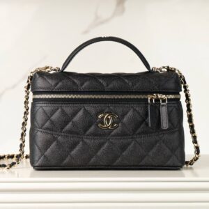 샤넬 (팬더) 25c 손잡이 박스백 블랙 골드