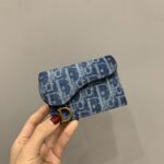 디올 (OC) 블룸 마리너 카드 홀더 카드 지갑 데님 디올 로고 패턴 블루 5611